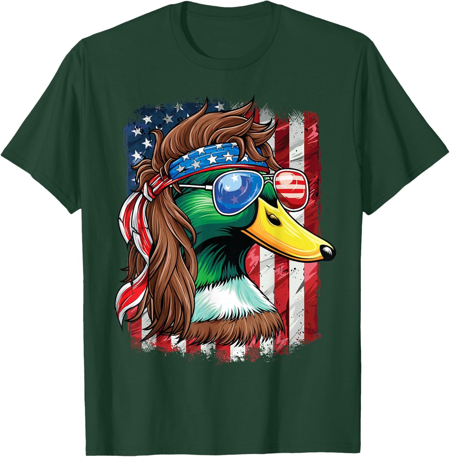 Duck Hunter American Flag Waterfowl Hunting T-Shirt - T-Shirt | Forest