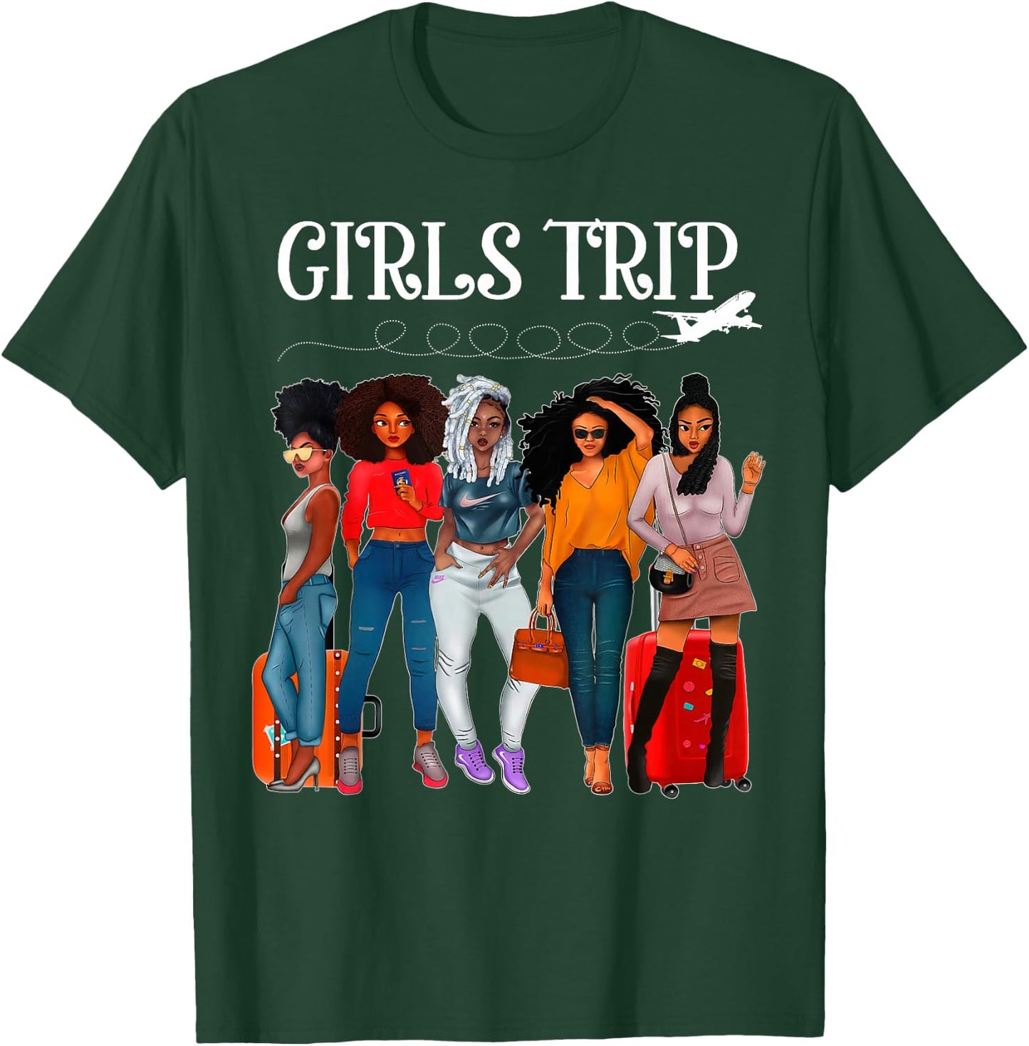 Girls Trip Afro Girls Together Black Women Bachelorette T-Shirt - T-Shirt | Forest