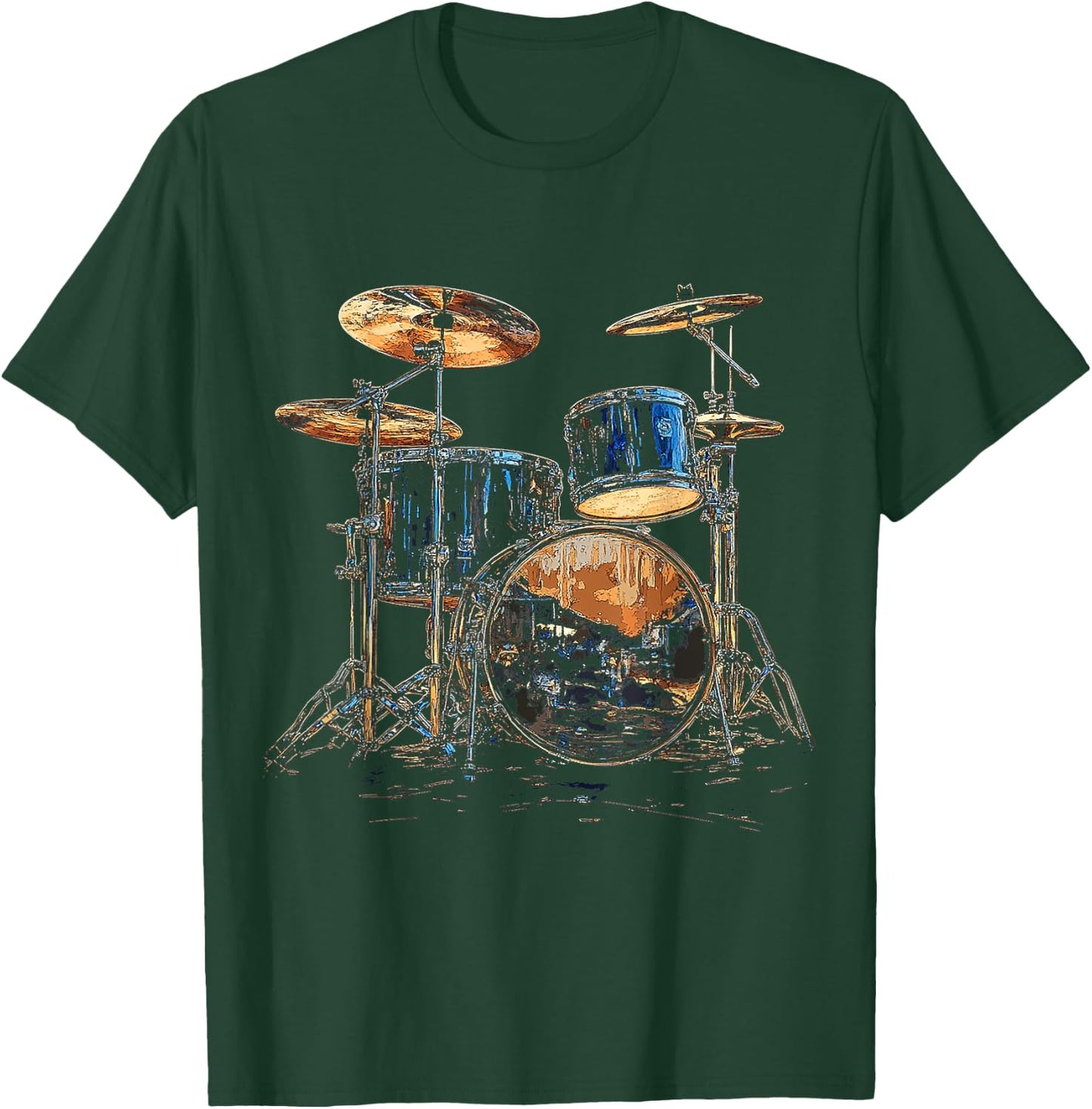 Musical Instrument Drum Set , Black, S T-Shirt - T-Shirt | Forest