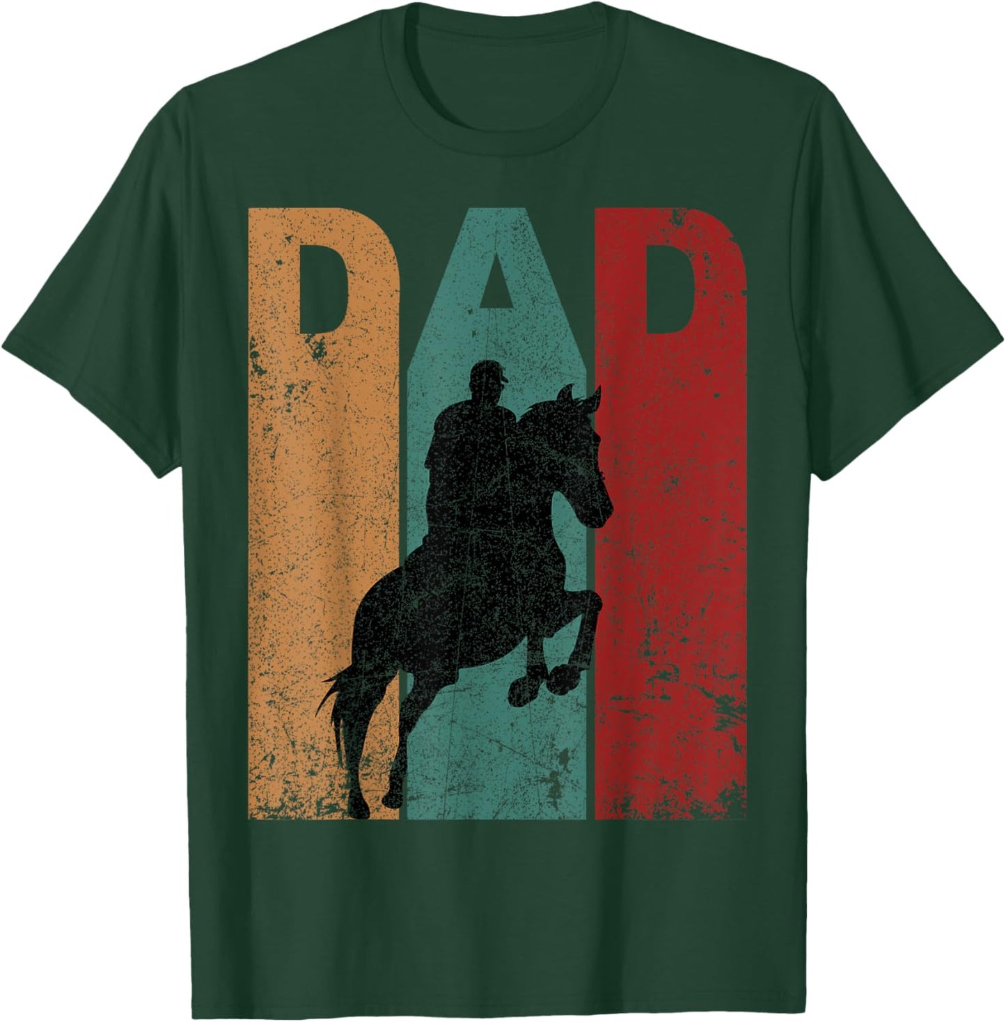Vintage Horseback Riding Dad Silhouette Father's Day Retro T-Shirt - T-Shirt | Forest
