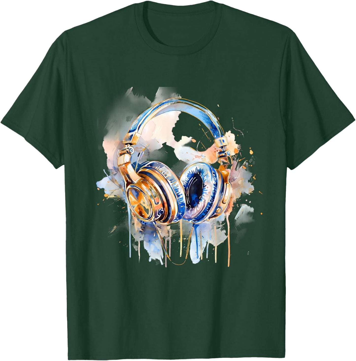 Headphones Music DJ Splash EDM Music Headphones Music Lover T-Shirt - T-Shirt | Forest