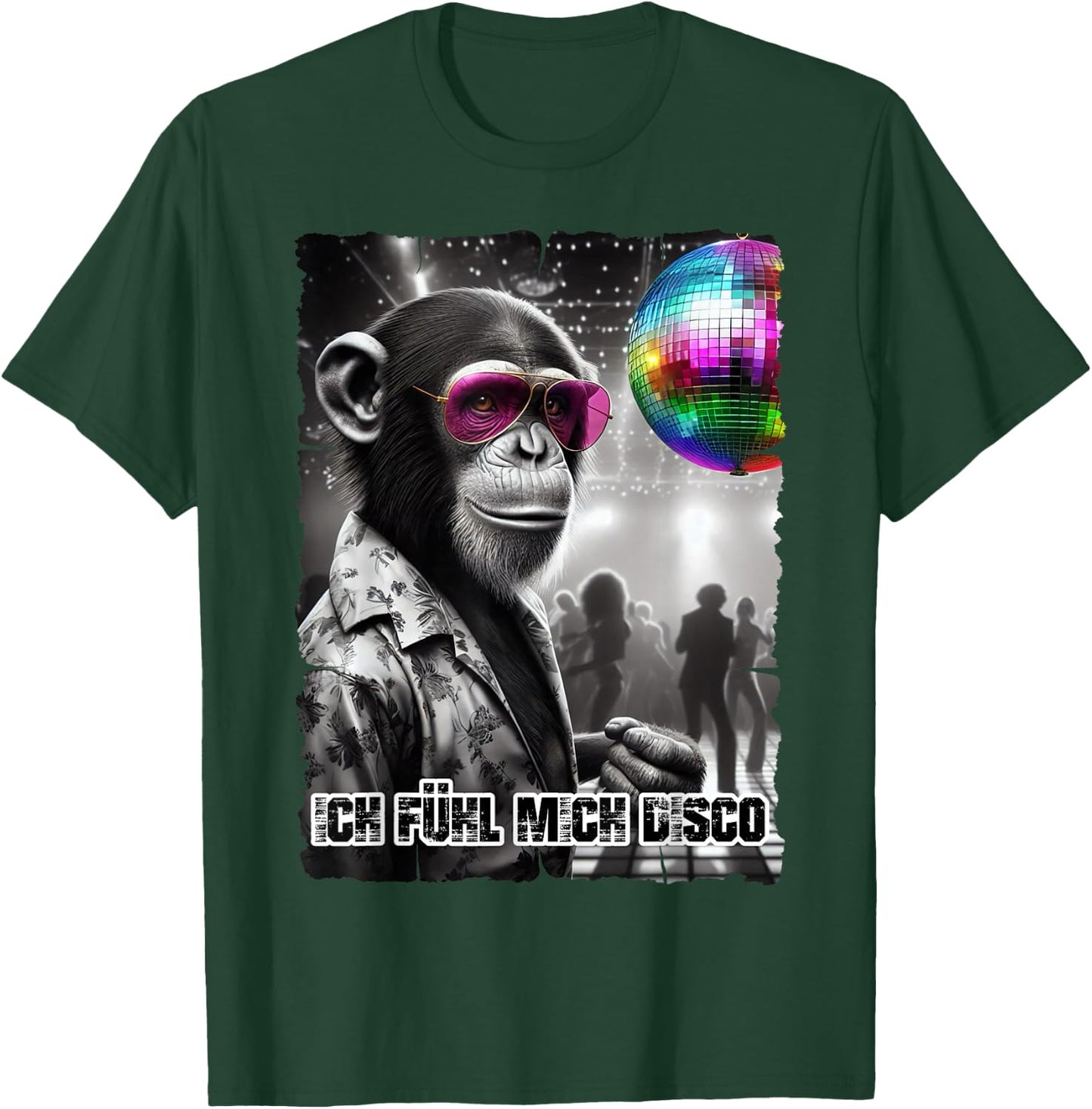 with German Text "Ich Fühl Mich Fühl Mich Disco Ball", black T-Shirt - T-Shirt | Forest
