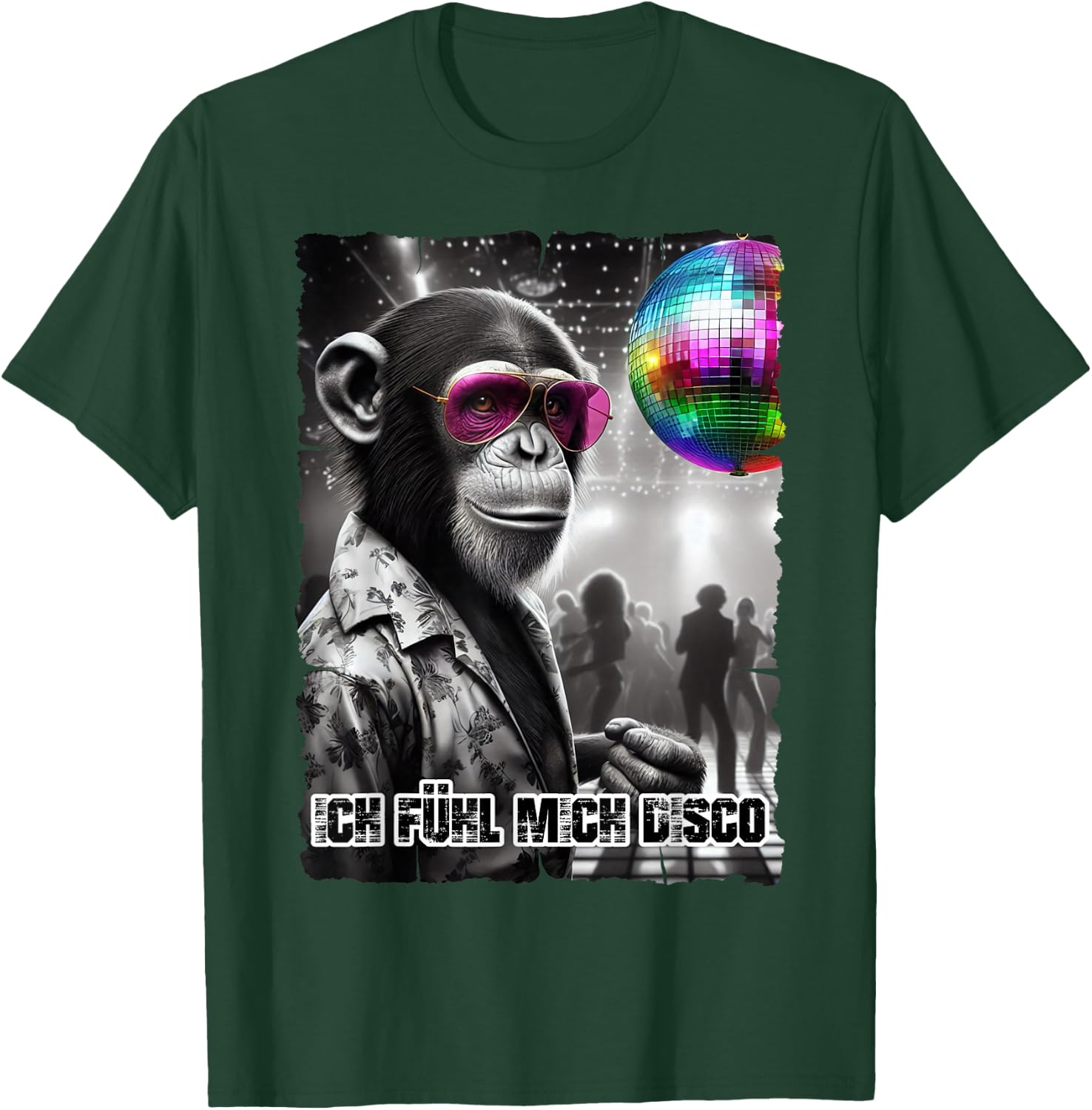 with German Text "Ich Fühl Mich Fühl Mich Disco Ball", black T-Shirt - T-Shirt | Forest