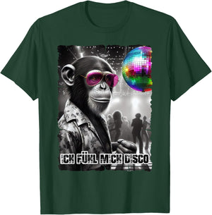 with German Text "Ich Fühl Mich Fühl Mich Disco Ball", black T-Shirt - T-Shirt | Forest