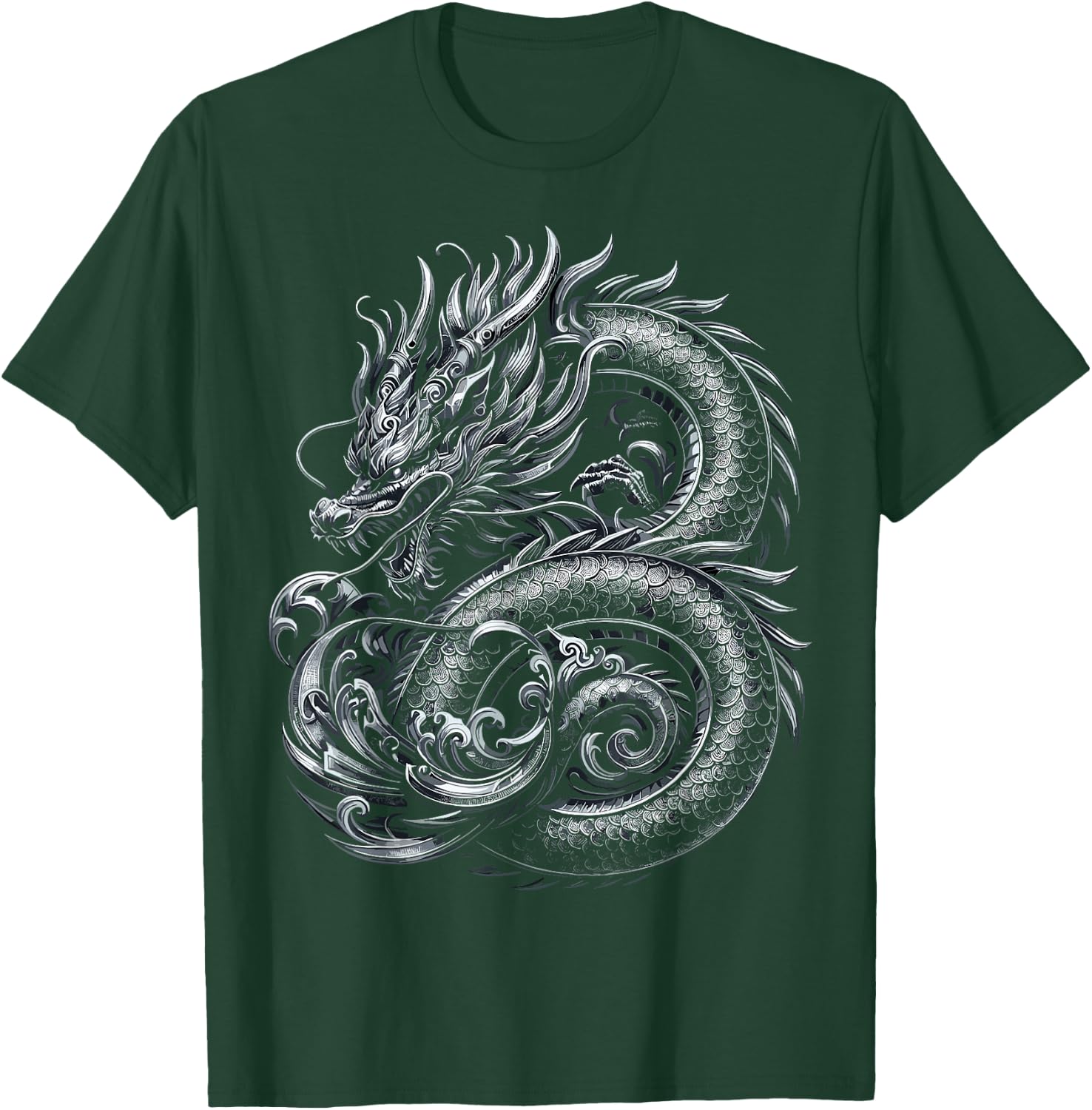 Silver Dragon Graphic T-Shirt - T-Shirt | Forest