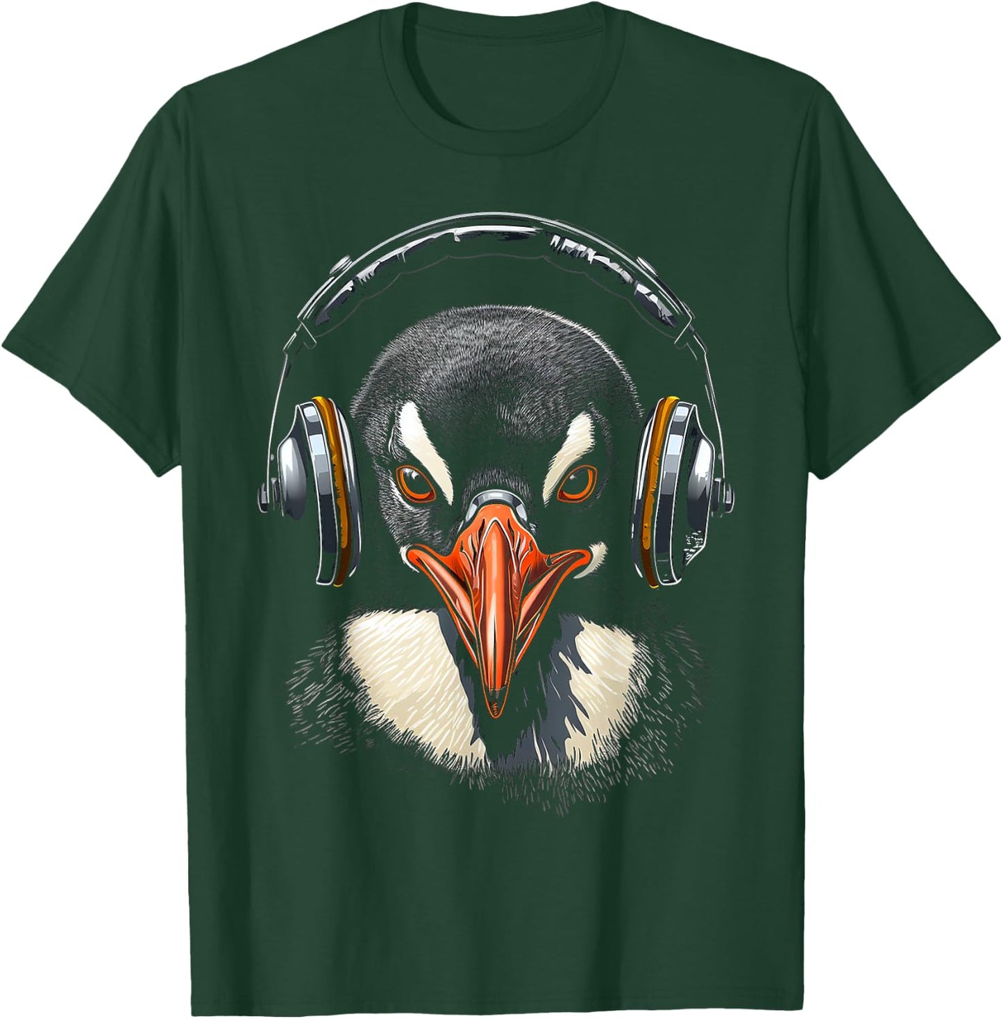 Penguin Headphone Animal Motif Music Artwork Penguin T-Shirt - T-Shirt | Forest