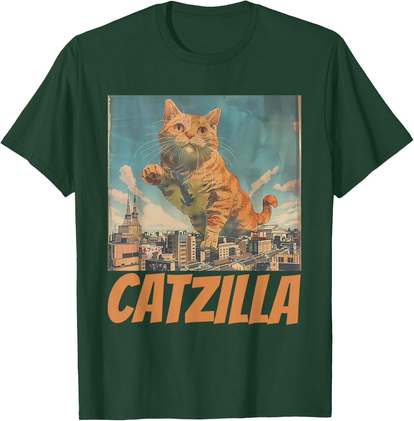 Funny Orange Cat Catzilla Japanese Art Women T-Shirt - T-Shirt | Forest