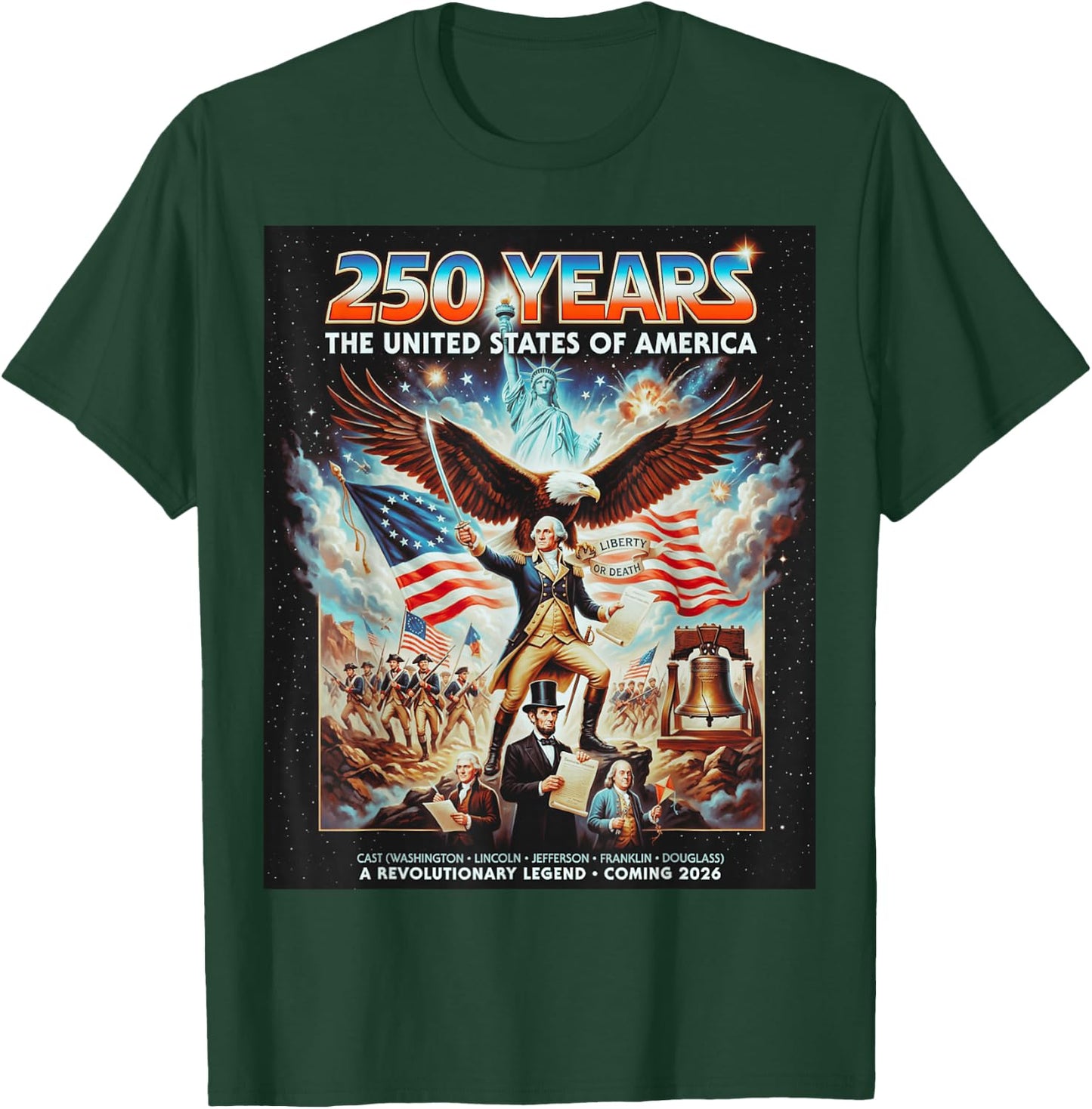 Funny United States 250 Anniversary Retro Poster T-Shirt - T-Shirt | Forest