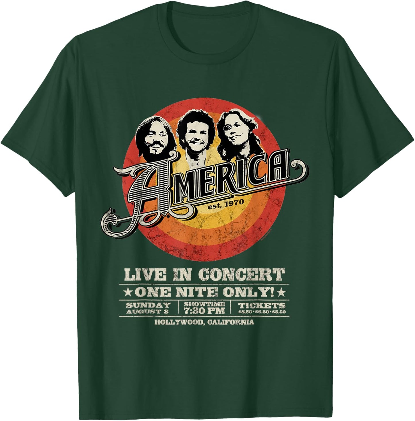 Offiziell America the Band Live in Concert Black T-Shirt - T-Shirt | Forest