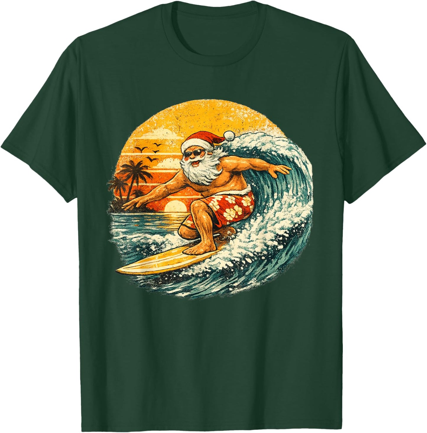 Santa Surfing Xmas in July Beach Christmas in June T-Shirt - T-Shirt | Forest