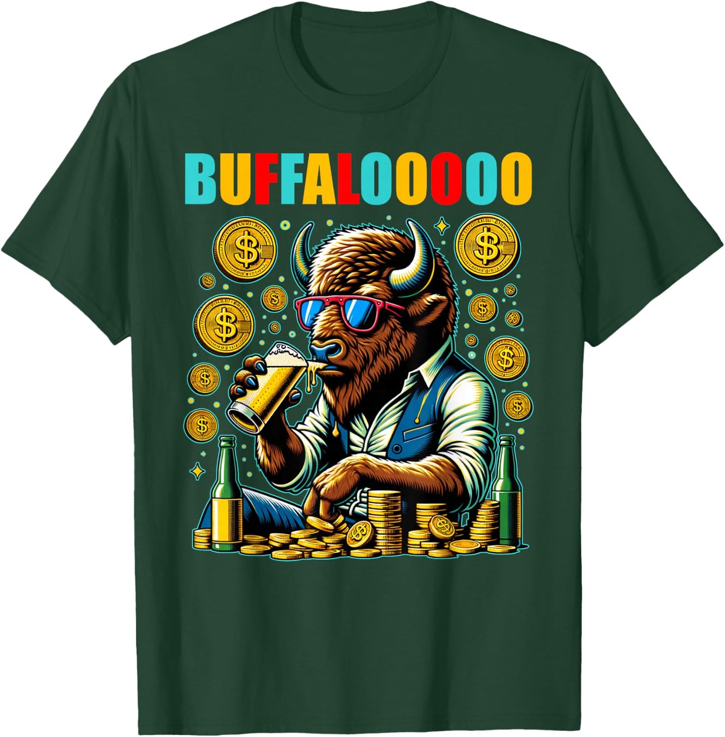 Lucky Buffalo Casino Slot Machine BUFFALOOOOO Gambling T-Shirt - T-Shirt | Forest