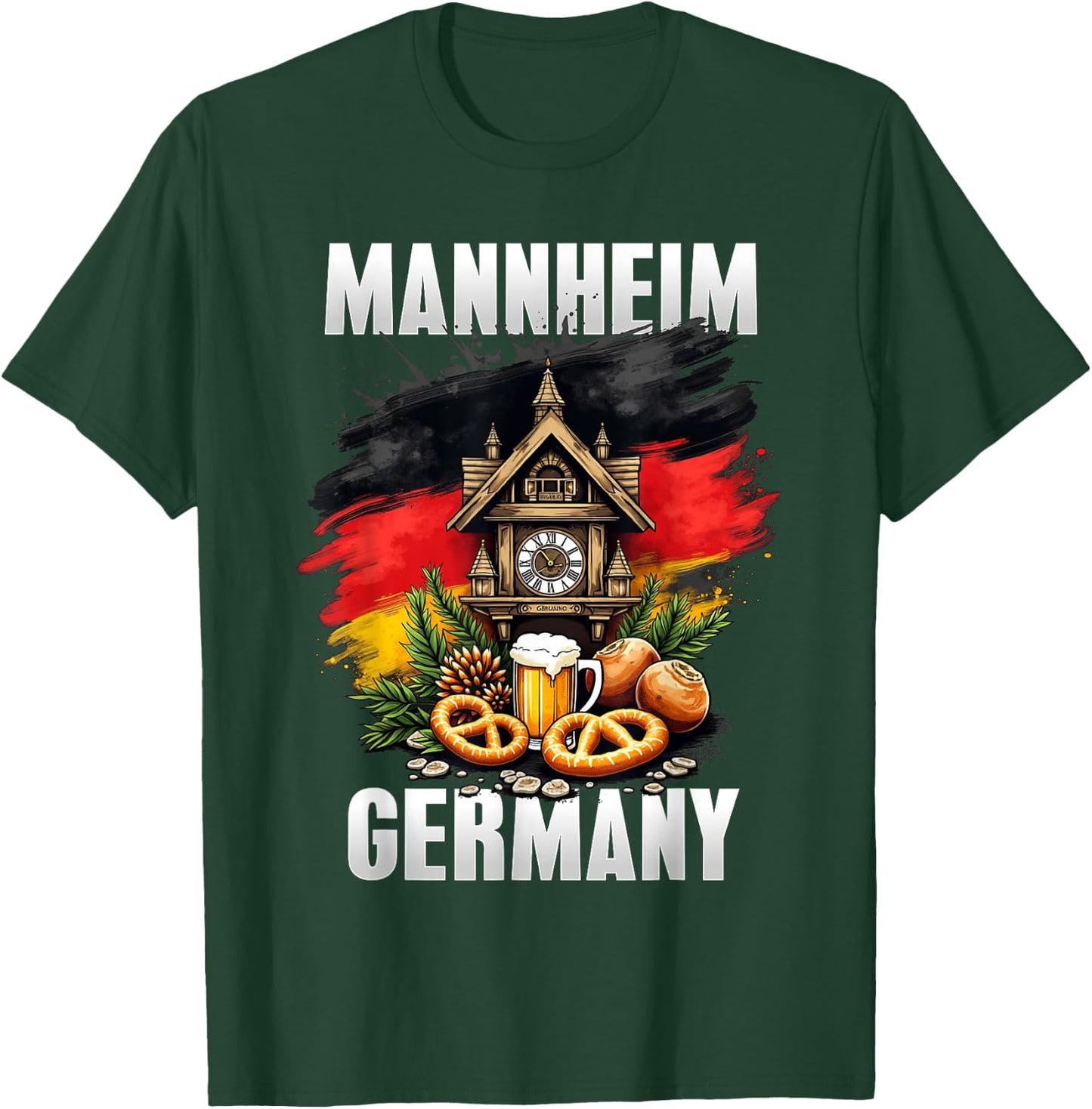 Mannheim Germany Souvenir German Flag Oktoberfest Travel T-Shirt - T-Shirt | Forest