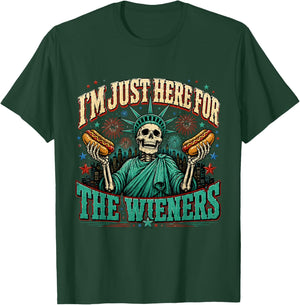 I'm Just Here for The Wieners Skeleton Statue of Liberty T-Shirt - T-Shirt | Forest