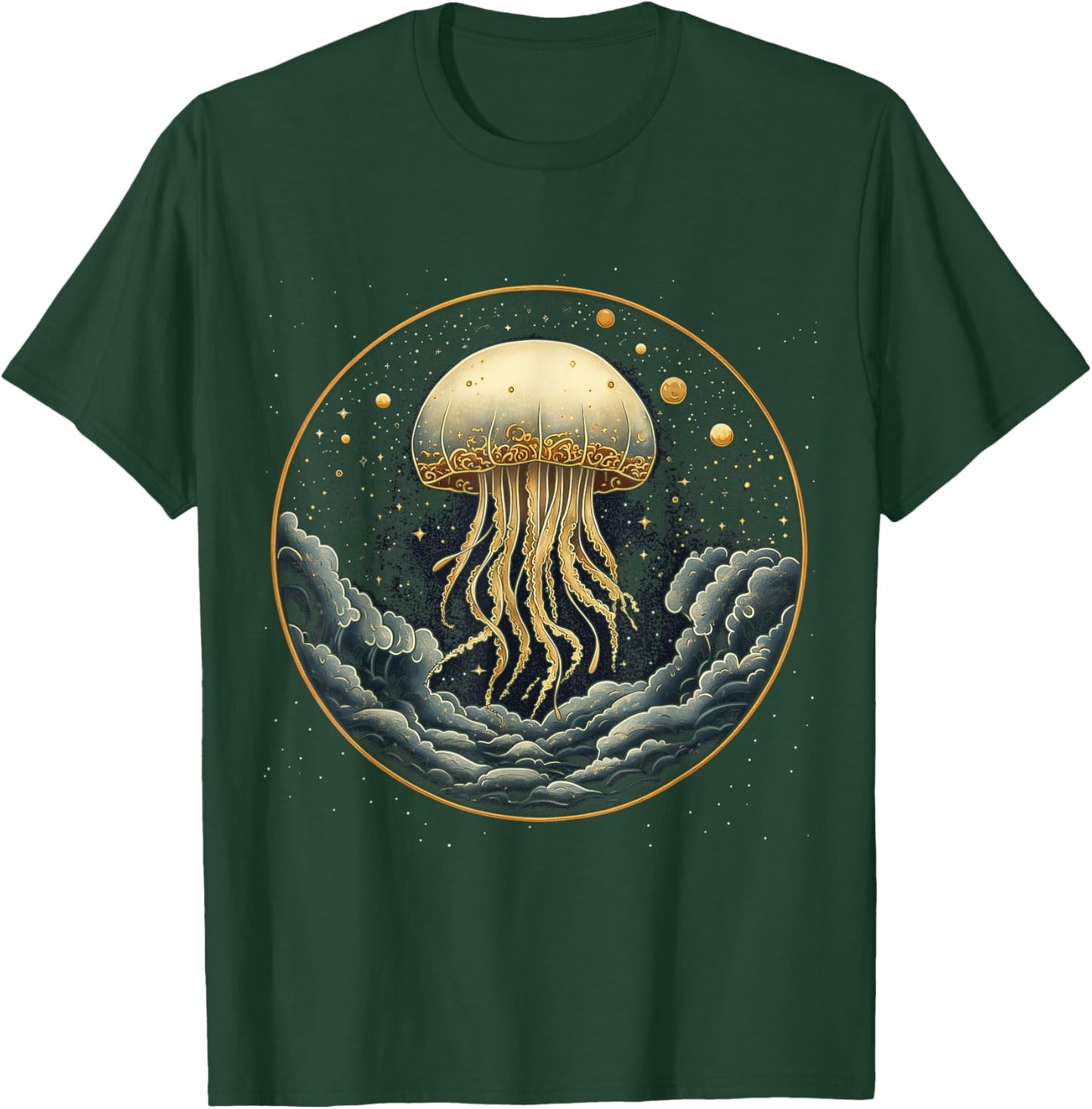 Jellyfish Celestial Aesthetic Art Deco Dark Ocean Animal T-Shirt - T-Shirt | Forest