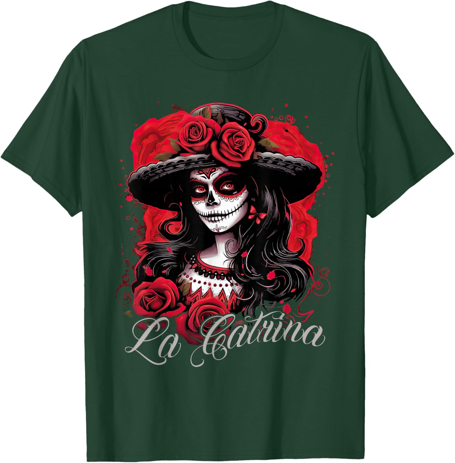 La Catrina Cool Dia De Los Muertos Design La Catrina , black T-Shirt - T-Shirt | Forest