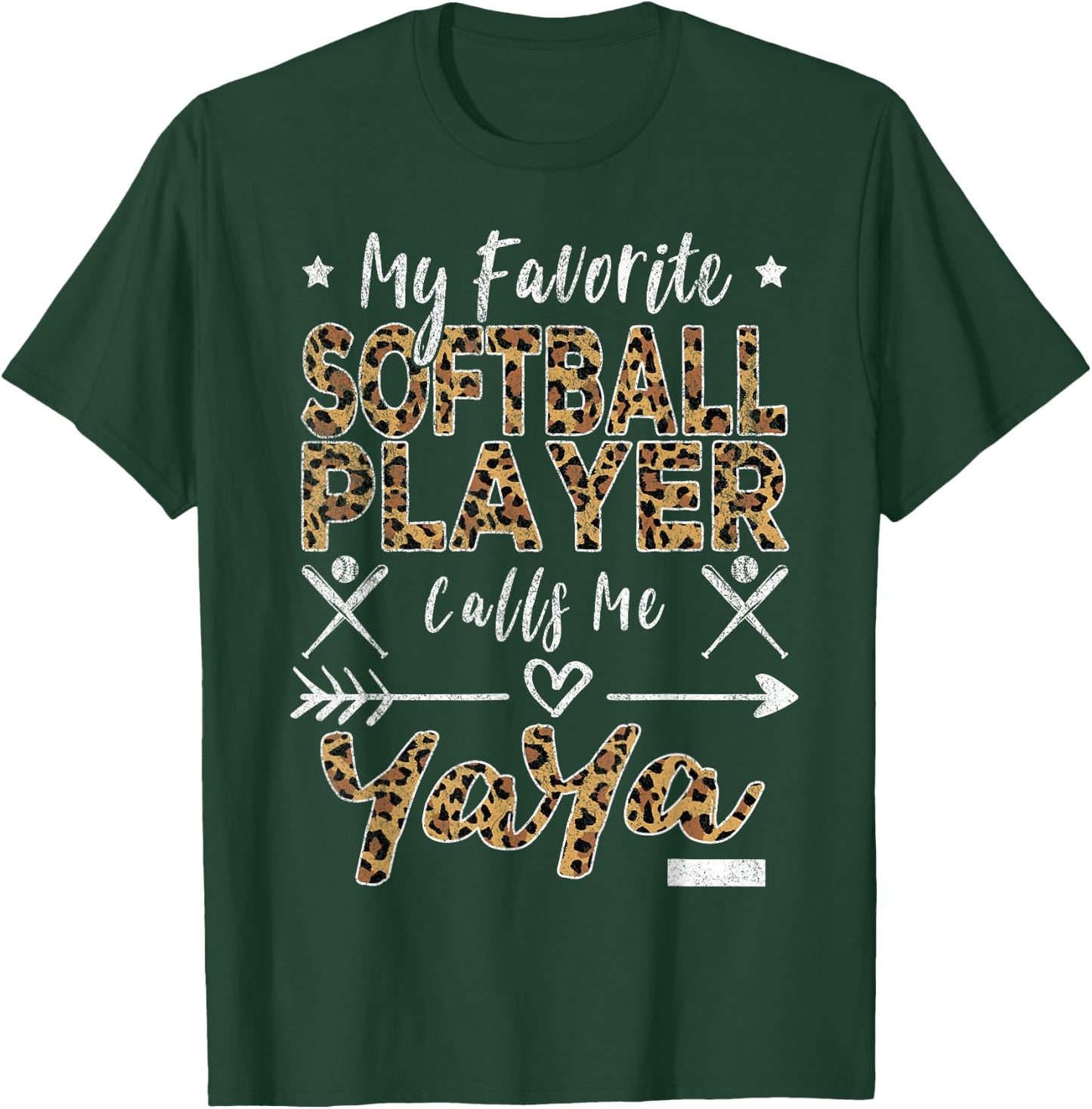 My Favorite Softball Player Calls Me Yaya Grandma Leopard T-Shirt - T-Shirt | Forest