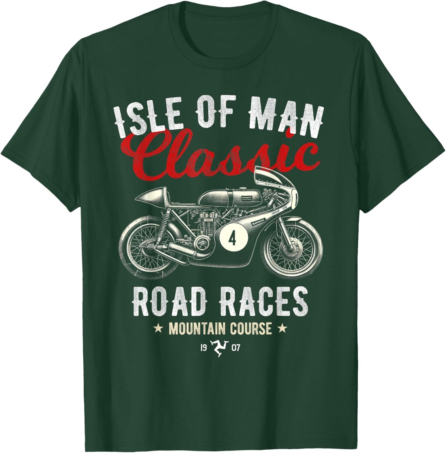 Retro Isle of Man TT Races Vintage Motorcycle Race , Black, S T-Shirt - T-Shirt | Forest