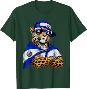 El Salvador National Pride Jaguar Flag T-Shirt - T-Shirt | Forest