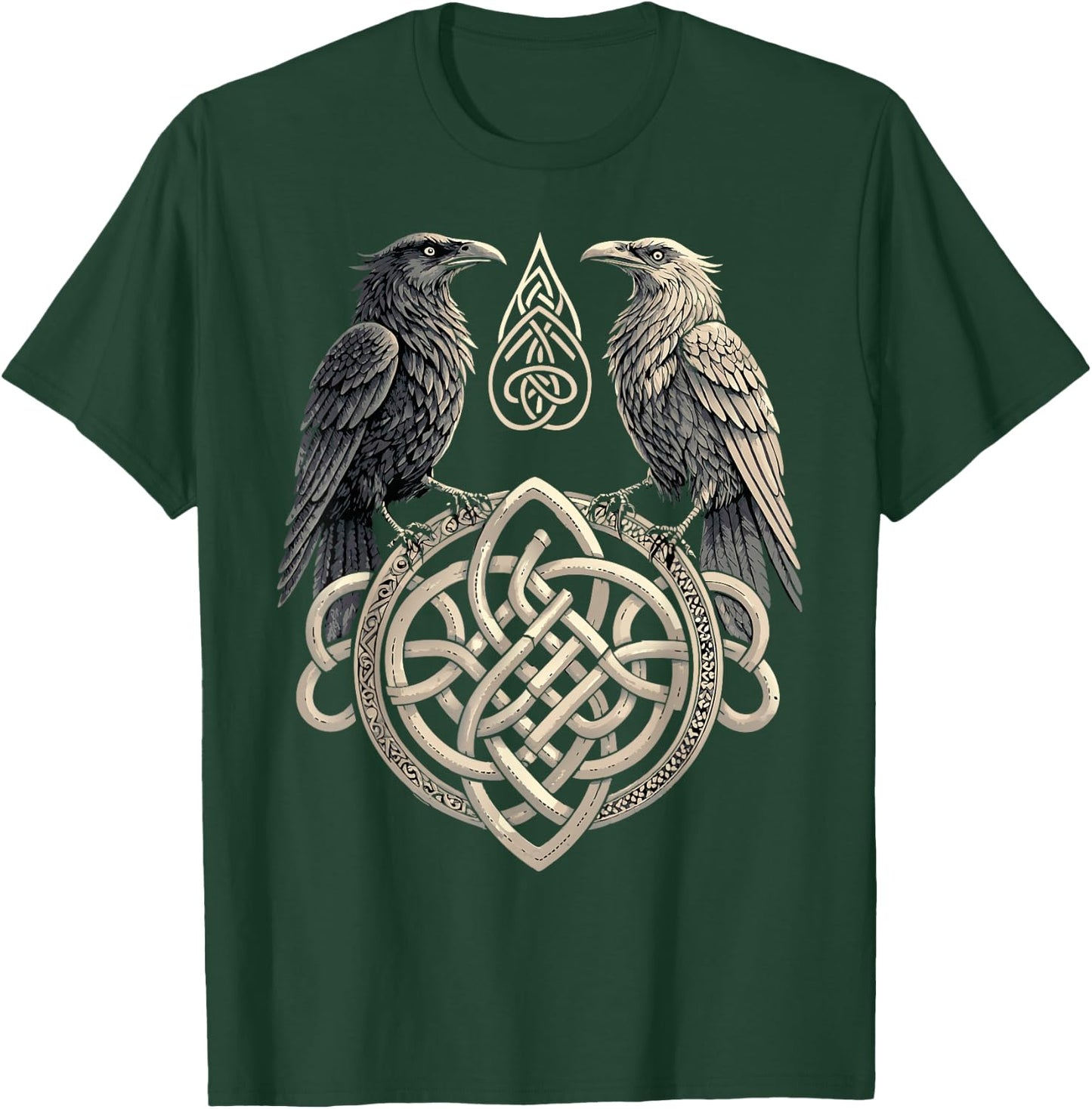 Norse Runes Huginn & Muninn - Celtic Germanic Mythology T-Shirt - T-Shirt | Forest