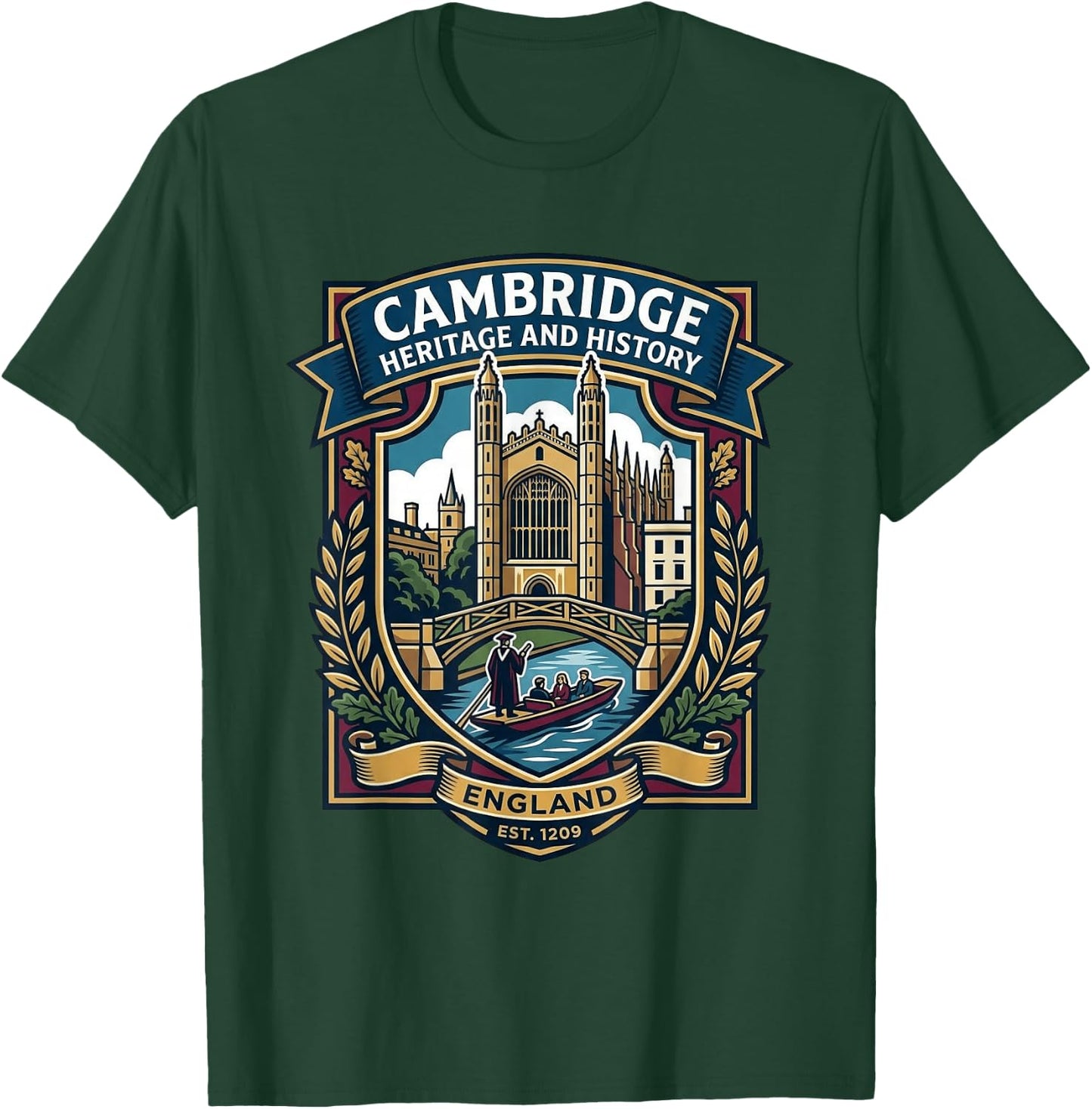 Cambridge England UK Born Bred T-Shirt - T-Shirt | Forest