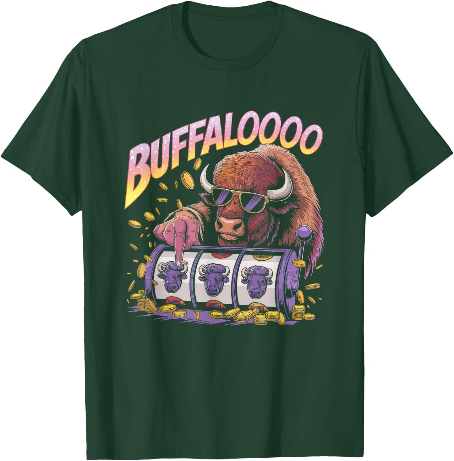 Lucky Buffalo Casino Slot Machine Gambling Gift Gambler T-Shirt - T-Shirt | Forest