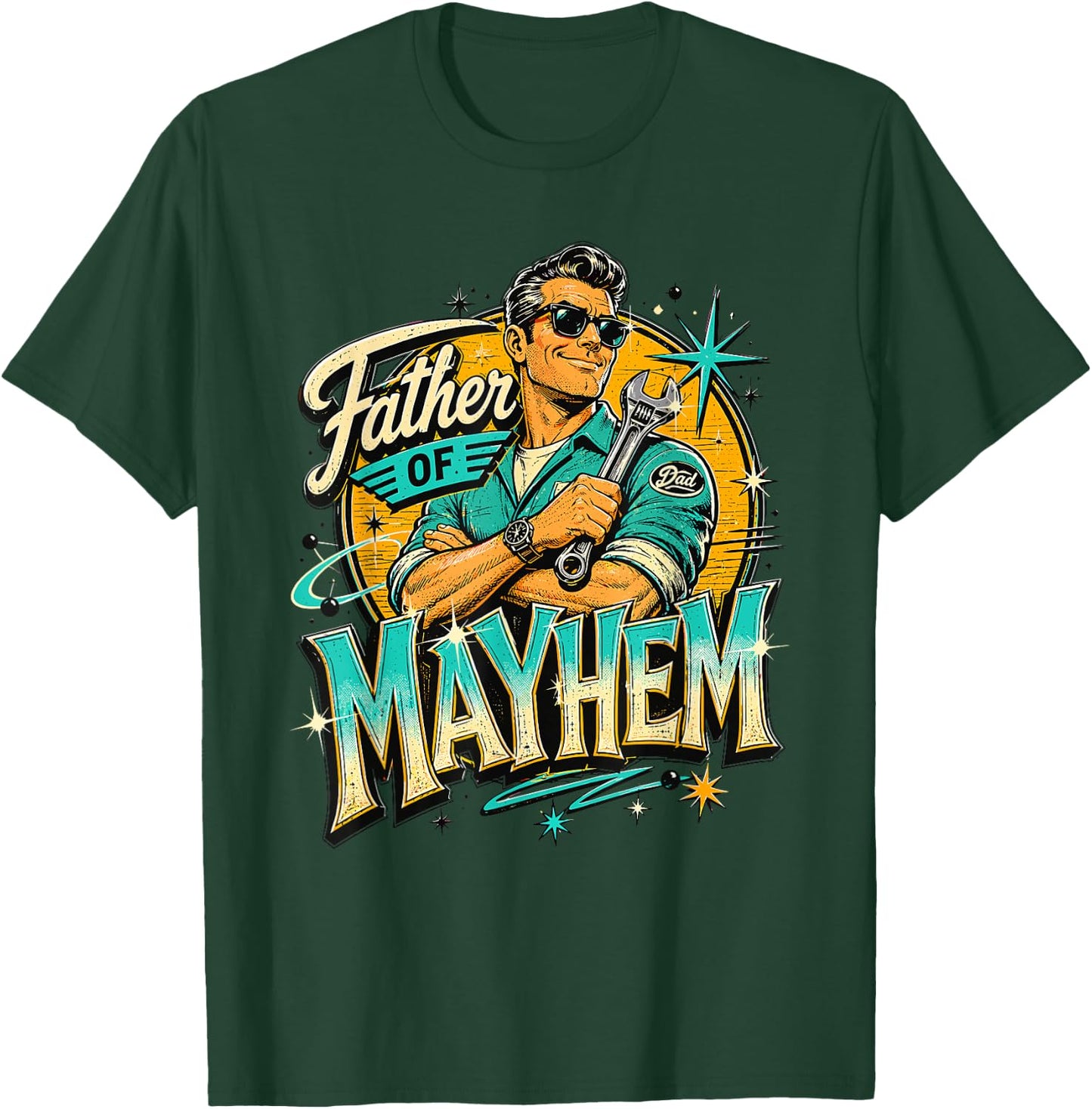 Father's Day Father of Mayhem Funny Dad Matching Family T-Shirt - T-Shirt | Forest