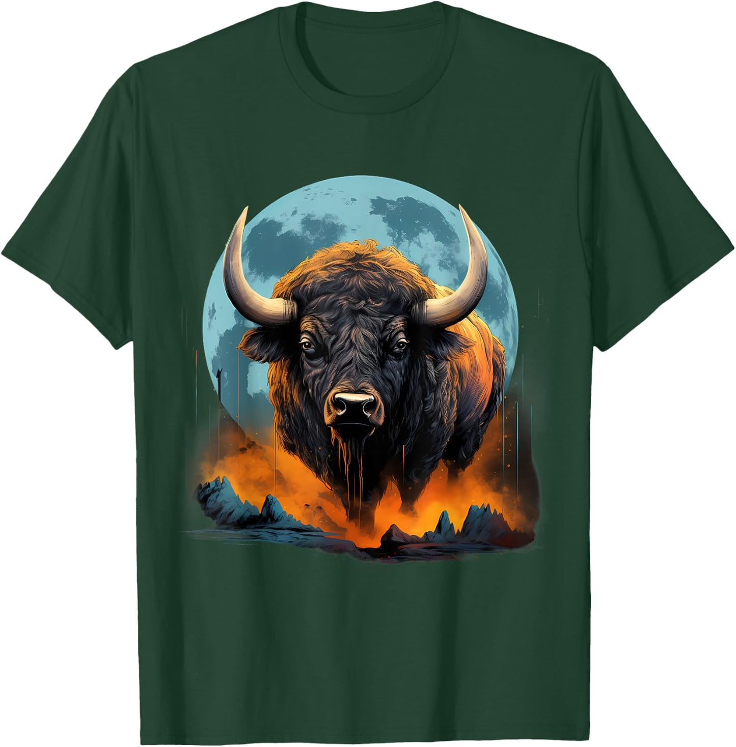 Bison Colorful Nature Buffalo Motif Savanna Safari Wildlife T-Shirt - T-Shirt | Forest