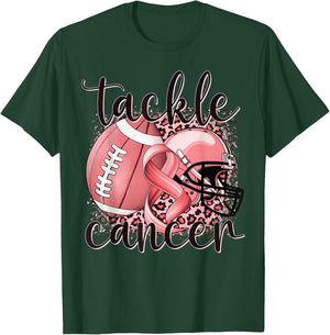 Tackle Uterine Cancer Football Lover Warrior Peach Ribbon T-Shirt - T-Shirt | Forest