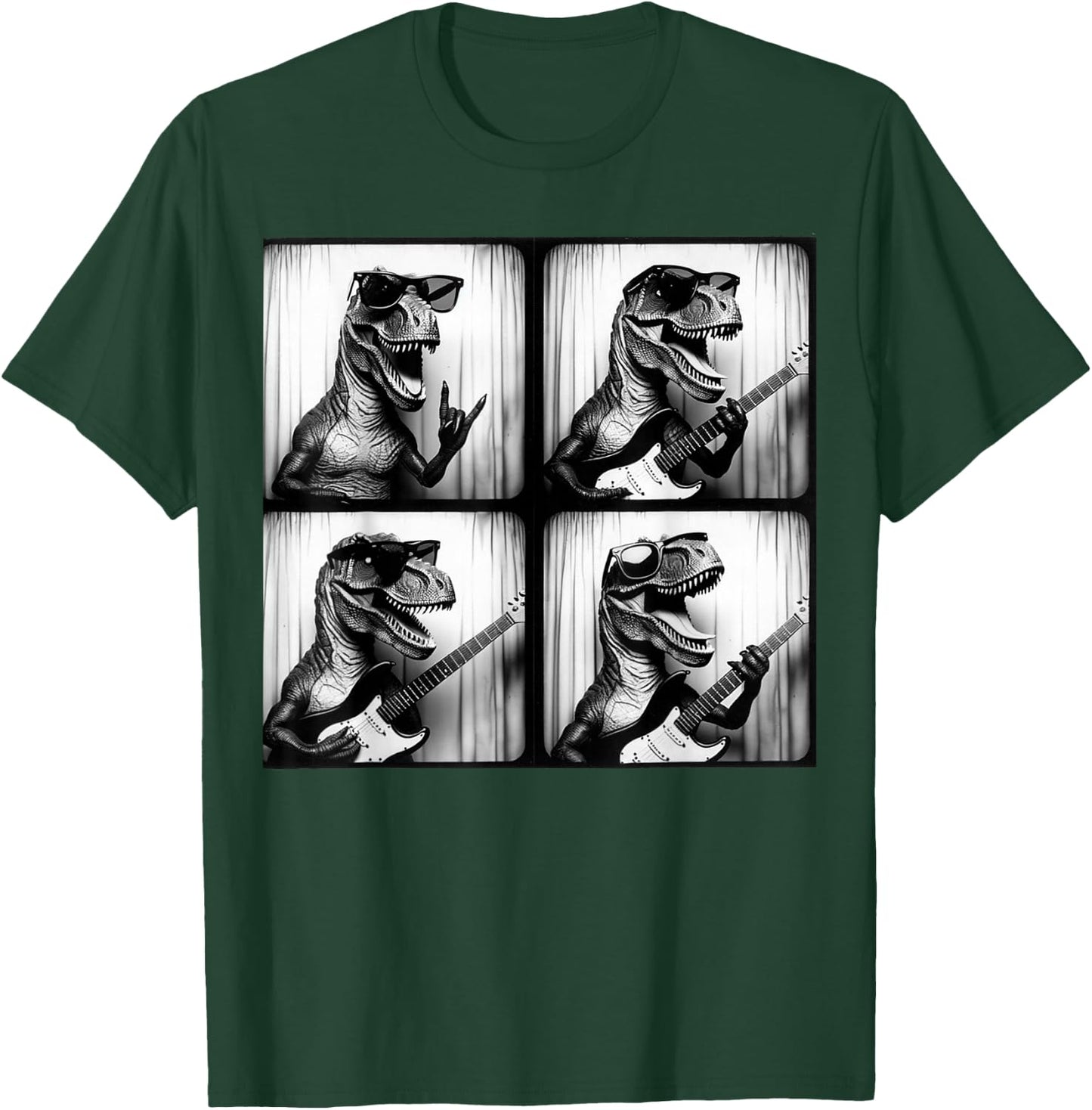 Dinosaur T rex Playing Electric Guitar. Dinosaur Photobooth T-Shirt - T-Shirt | Forest