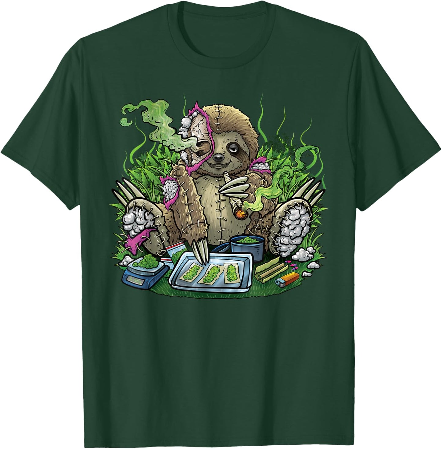 420 Sloth Stiffer Costume Hemp Leaf Cannabis Marijuana Weed , black T-Shirt - T-Shirt | Forest