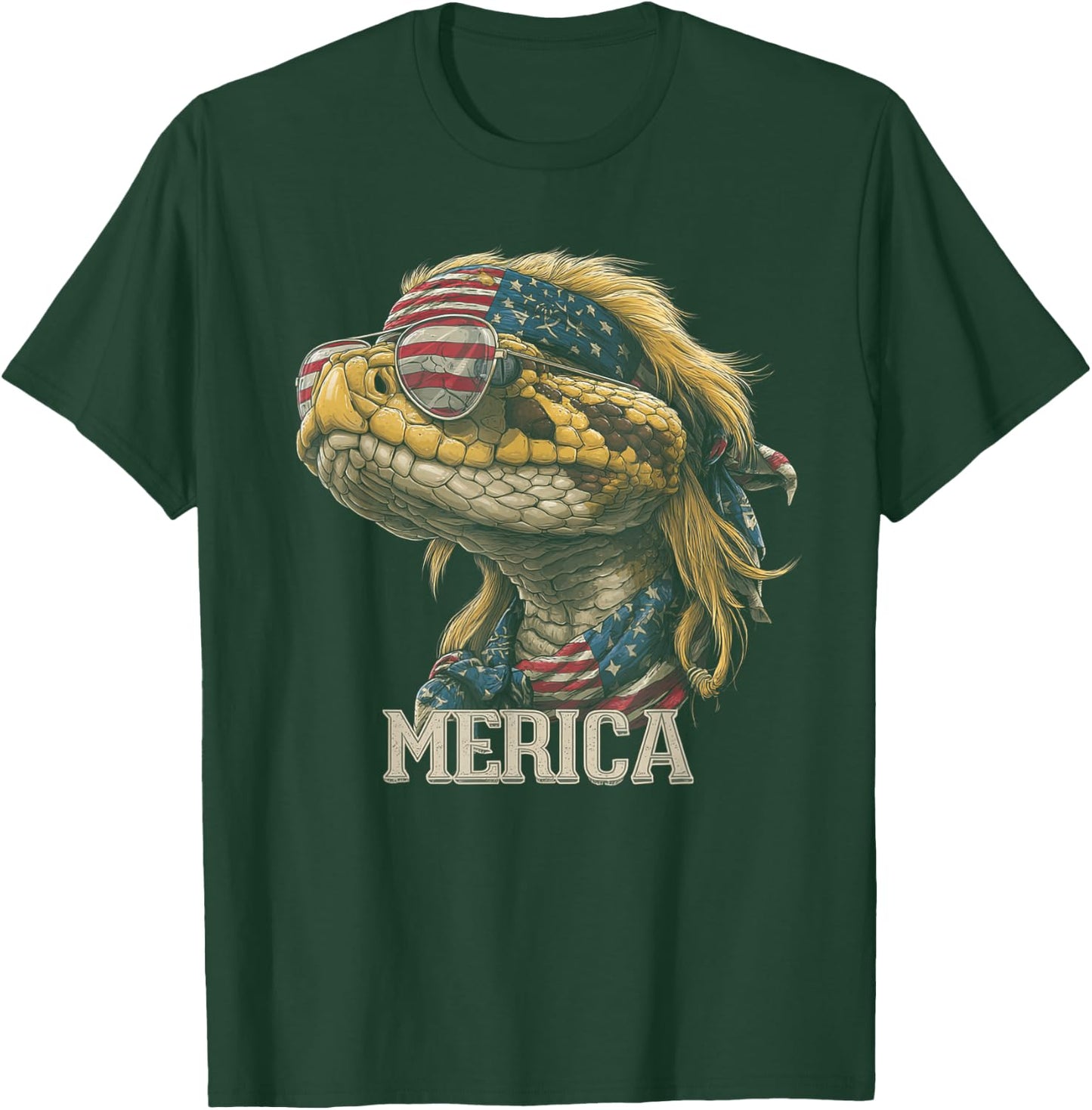 Rattlesnake Snake - Patriotic 4th of July American Flag T-Shirt - T-Shirt | Forest