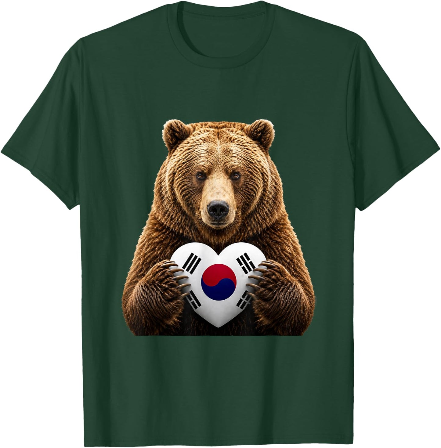 South Korea Flag Heart Pride Heritage Bear South Korean T-Shirt - T-Shirt | Forest