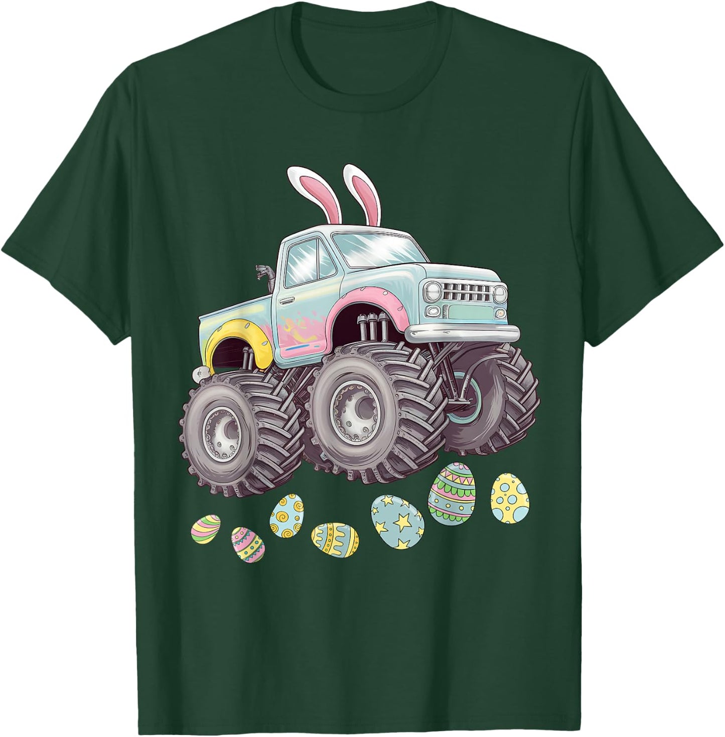 Monster Truck Easter Boys Toddler Kids Bunny Easter Egg Hunt T-Shirt - T-Shirt | Forest