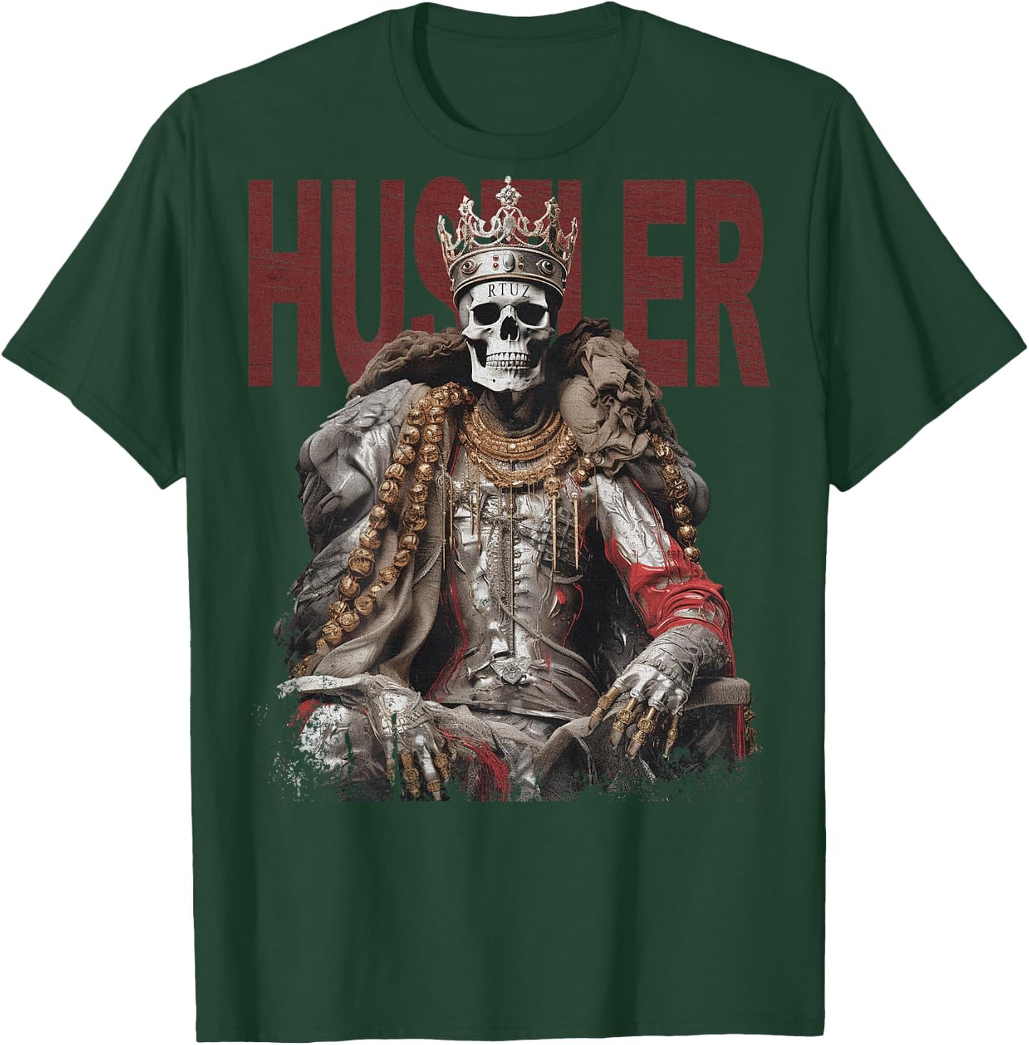 Backprint Streetwear Mode Vintage Damen Herren Schädel Skull T-Shirt - T-Shirt | Forest