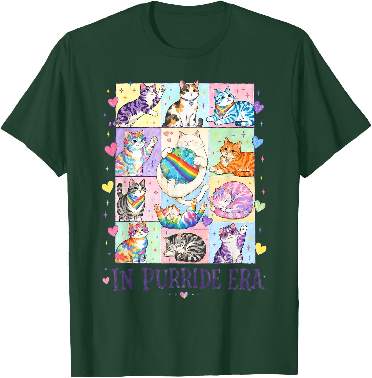 Rainbow Flag Cat T-Shirt - T-Shirt | Forest