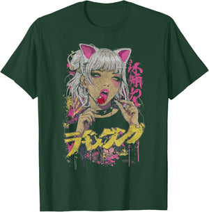 Japanese Streetwear Anime Girl Lolly Cyberpunk Y2K Anime T-Shirt - T-Shirt | Forest