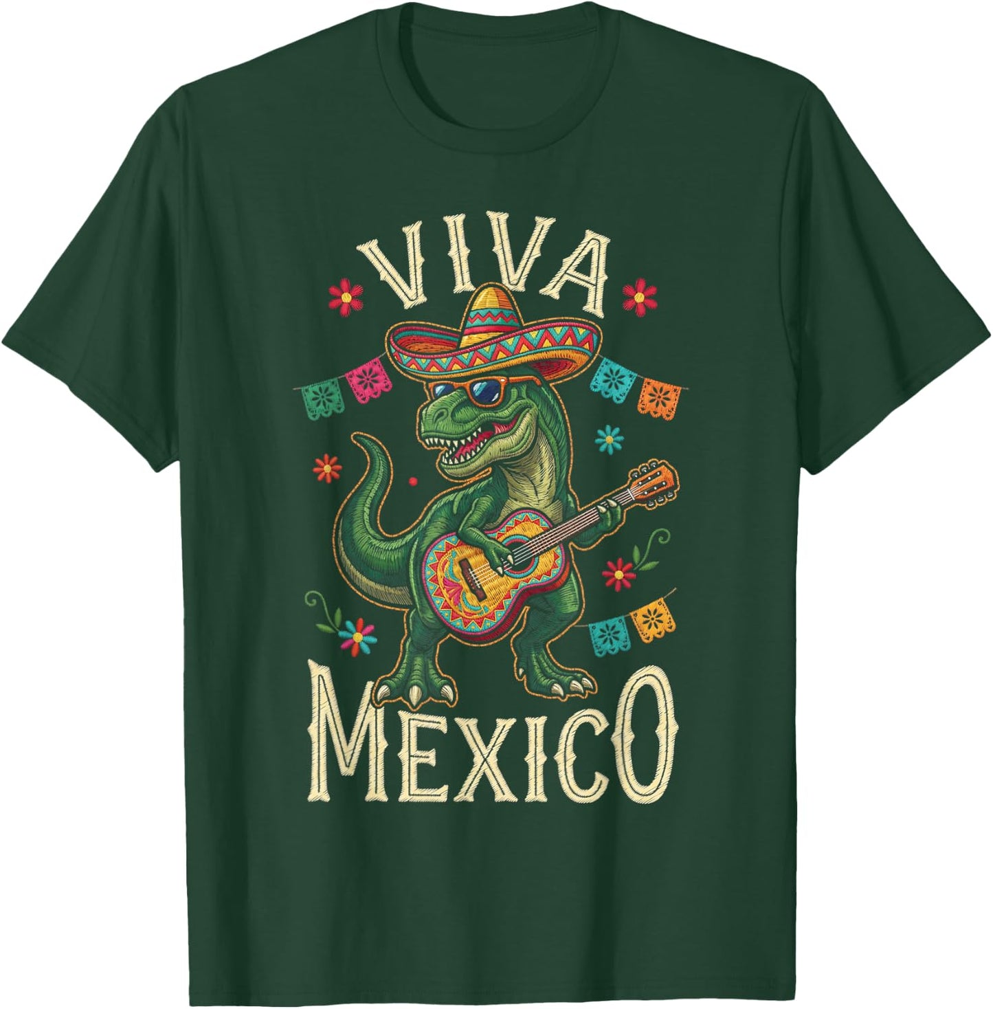 Viva Mexico Boy Dinosaur Mexican Independence Day Kids T-Shirt - T-Shirt | Forest