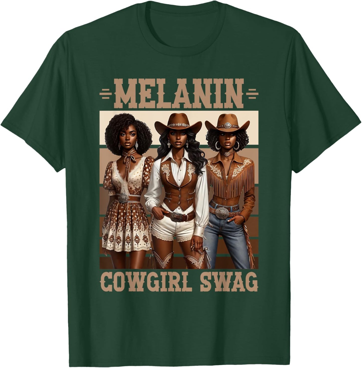 Melanin Cowgirl Swag Equestrian African American Western T-Shirt - T-Shirt | Forest