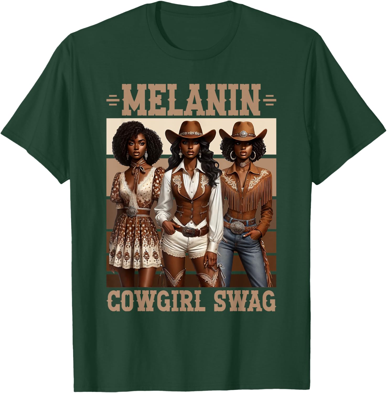 Melanin Cowgirl Swag Equestrian African American Western T-Shirt - T-Shirt | Forest