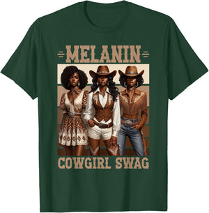 Melanin Cowgirl Swag Equestrian African American Western T-Shirt - T-Shirt | Forest