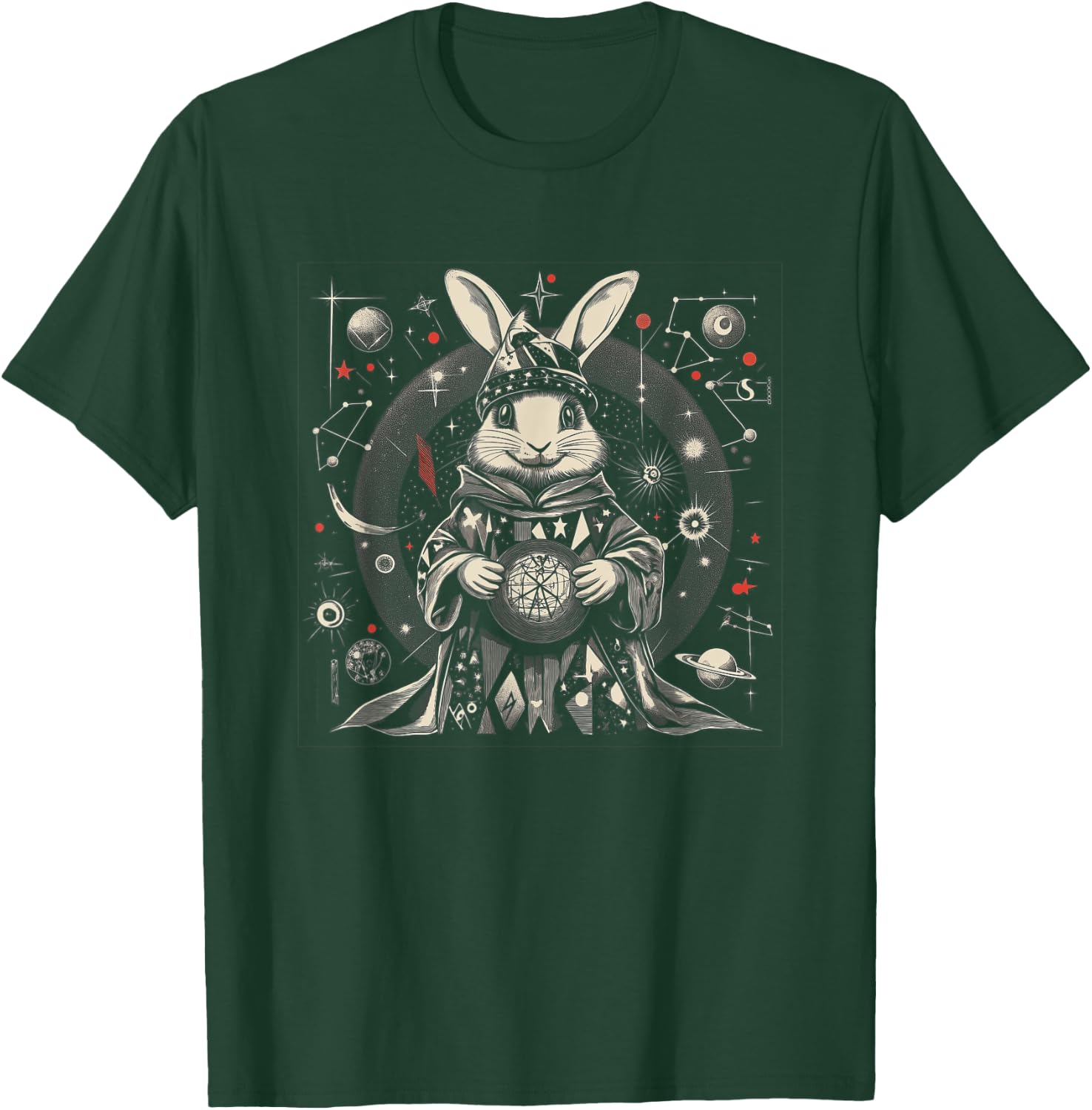 Easter Bunny Wizard Celestial Fantasy Art T-Shirt - T-Shirt | Forest