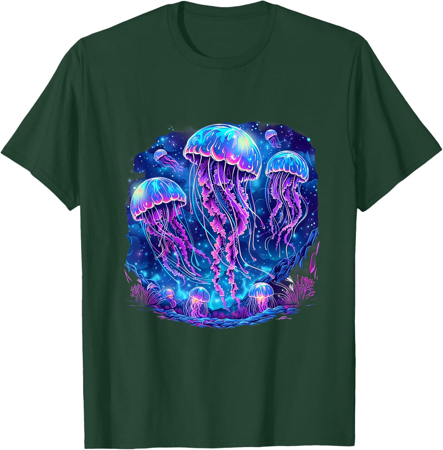 Jellyfish Sea Ocean Jellyfish Motif Artwork Marine Mammal T-Shirt - T-Shirt | Forest