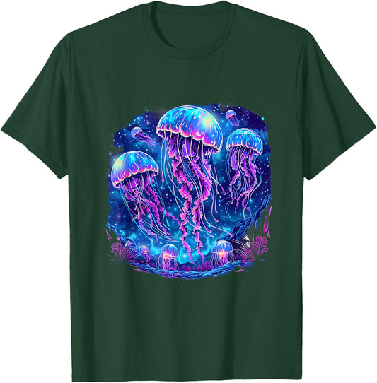 Jellyfish Sea Ocean Jellyfish Motif Artwork Marine Mammal T-Shirt - T-Shirt | Forest