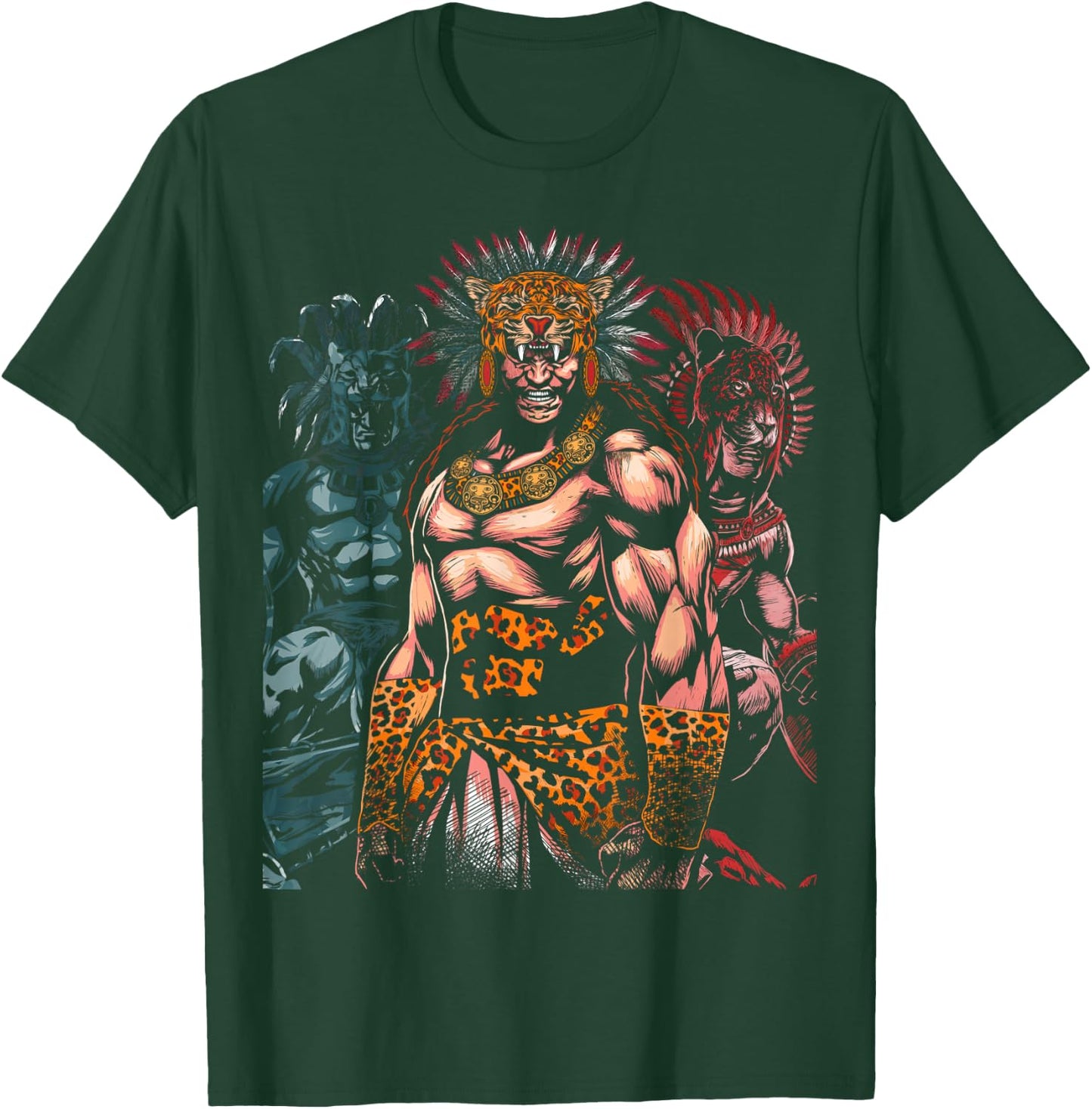 Aztec Jaguar Ancient Warrior Native Mexican Mythology T-Shirt - T-Shirt | Forest