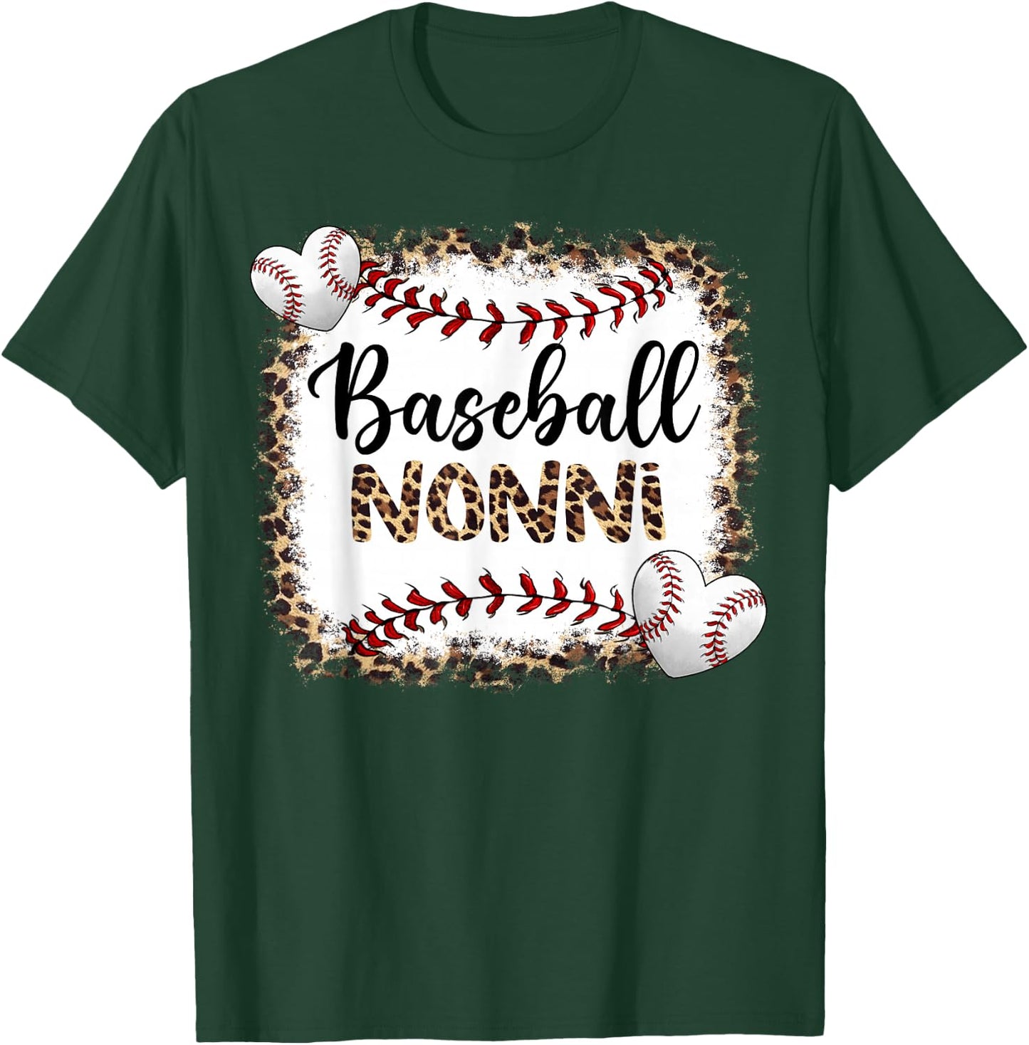 Baseball Nonni Vintage Leopard Baseball Pride T-Shirt - T-Shirt | Forest