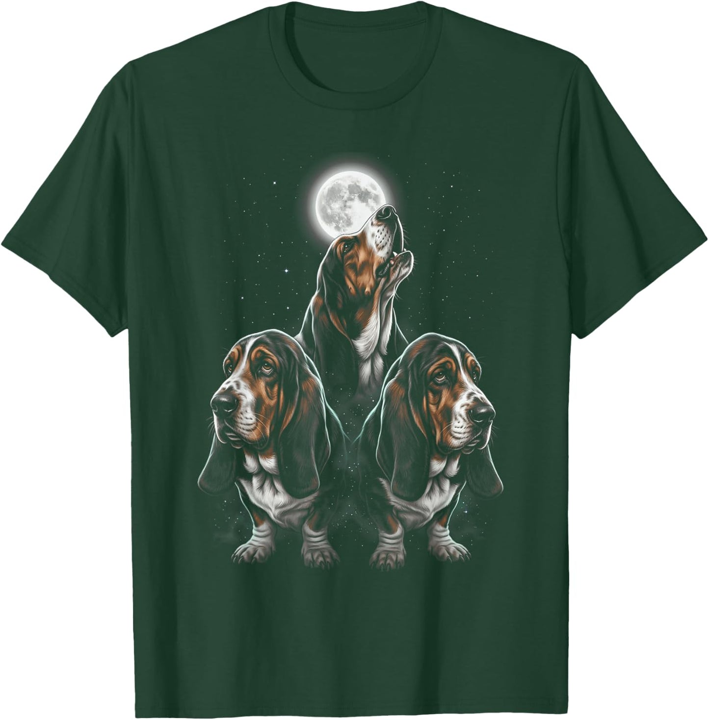 Howling At The Moon Basset Hound T-Shirt - T-Shirt | Forest