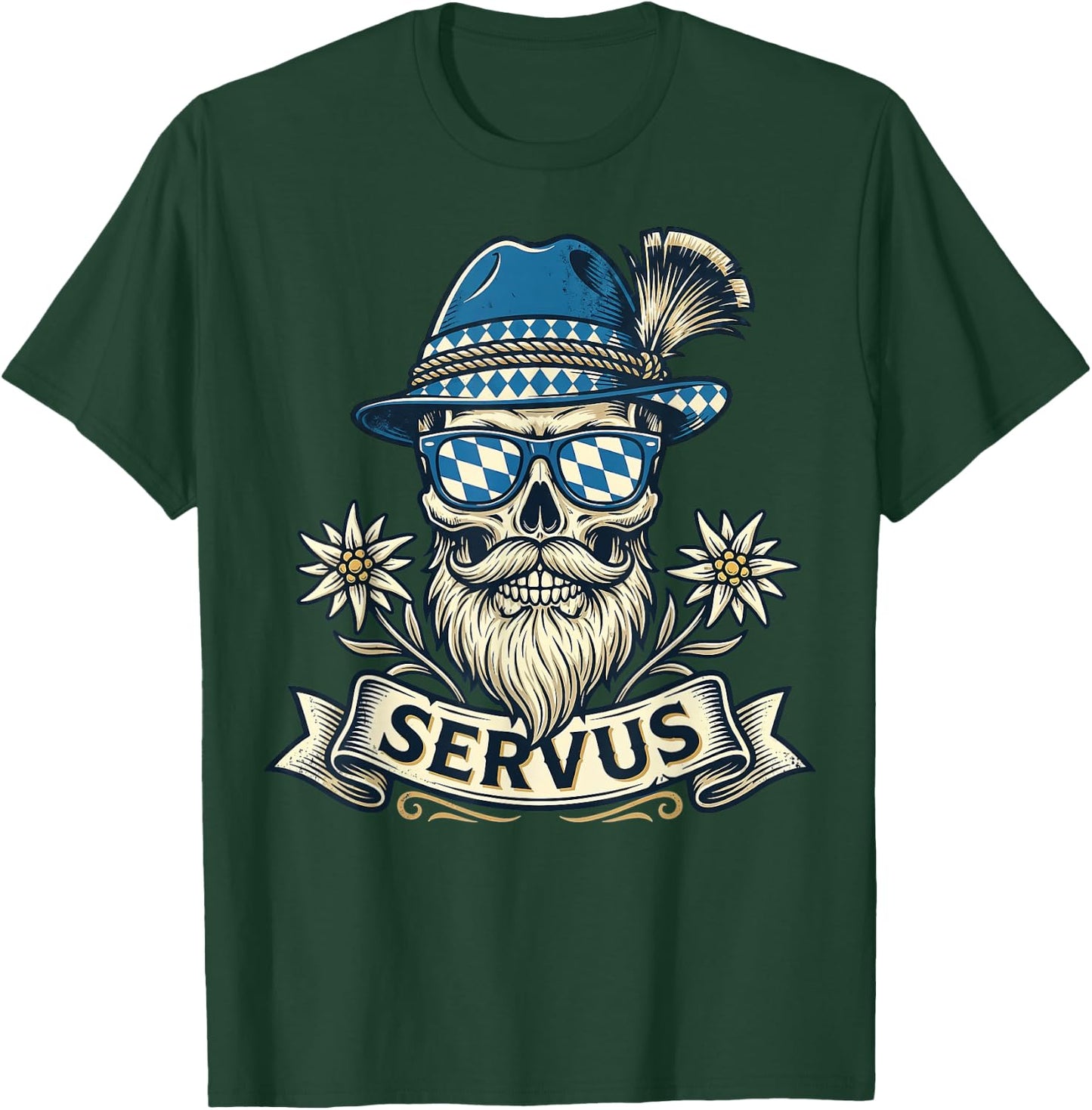 Trachten Servus Herren Trachtenshirt Bayern Bayrisch T-Shirt - T-Shirt | Forest