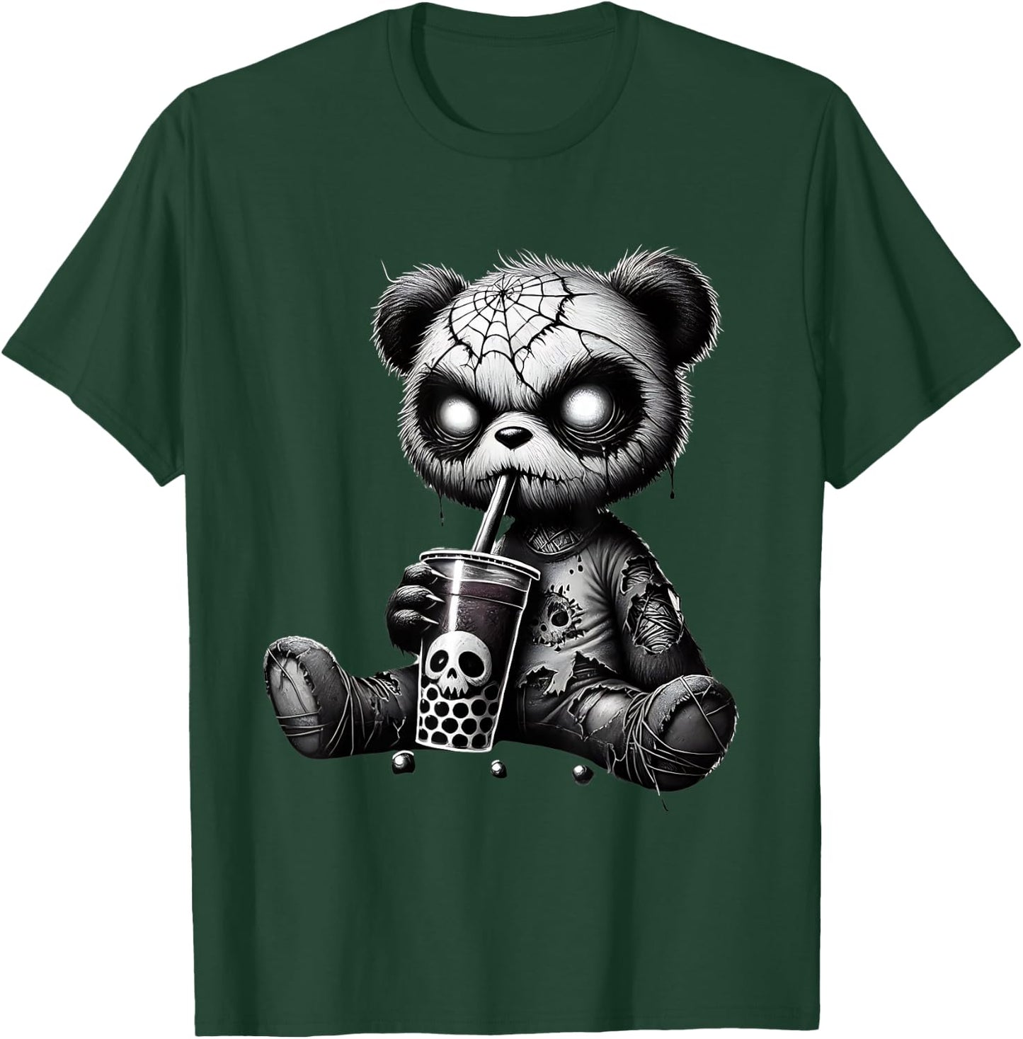 Creepy Panda Bubble Tea Halloween T-Shirt - T-Shirt | Forest