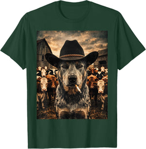 Blue Heeler Cowboy Vintage Western Ranch Farm Dog Selfie Men T-Shirt - T-Shirt | Forest