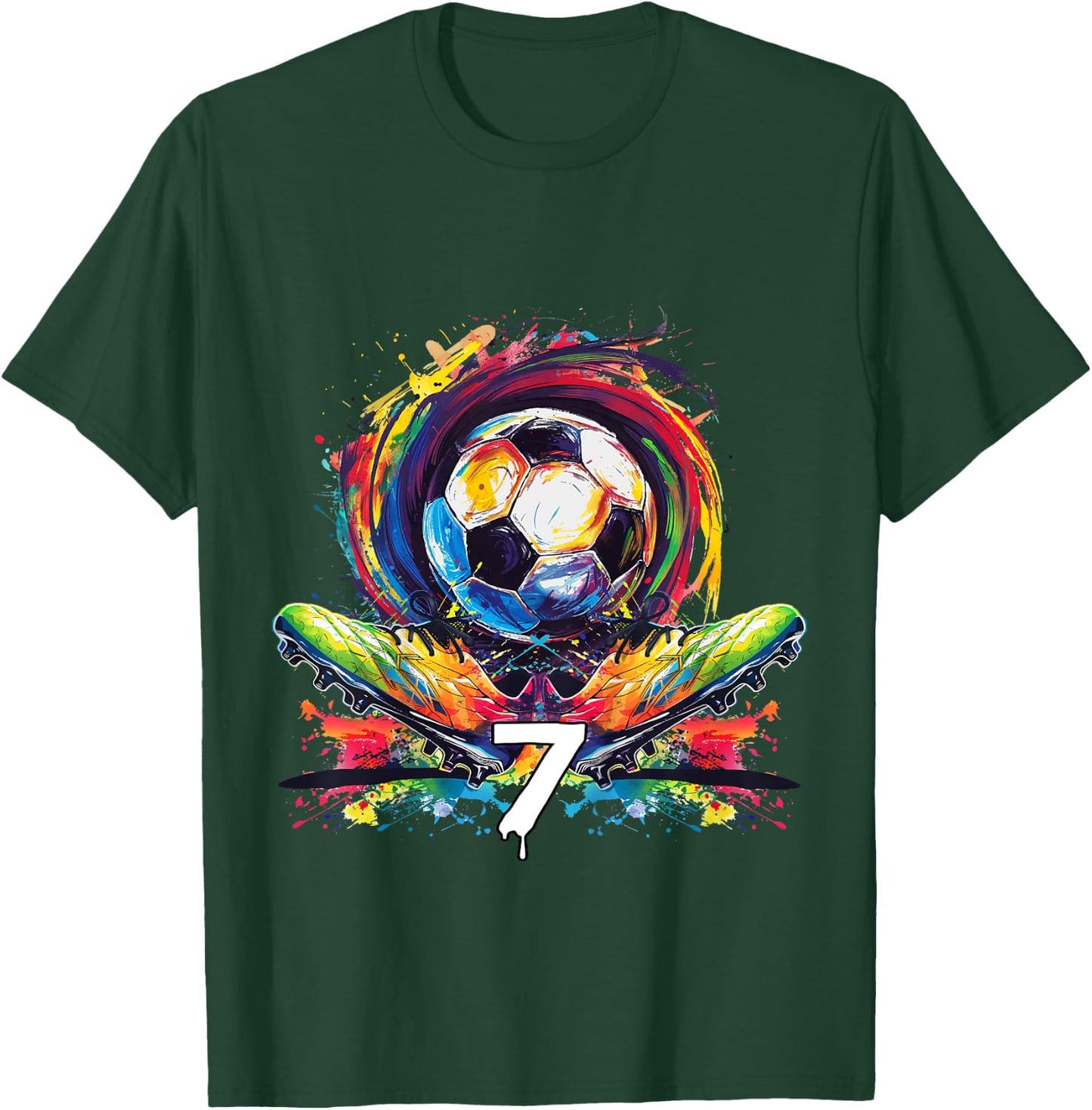 Children's 7th Birthday Boy 7 Years Football Gift , black T-Shirt - T-Shirt | Forest
